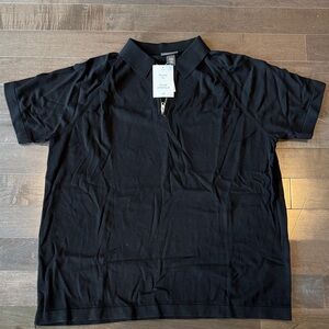 H&M Men's Quarter Zip Polo Shirt in Black